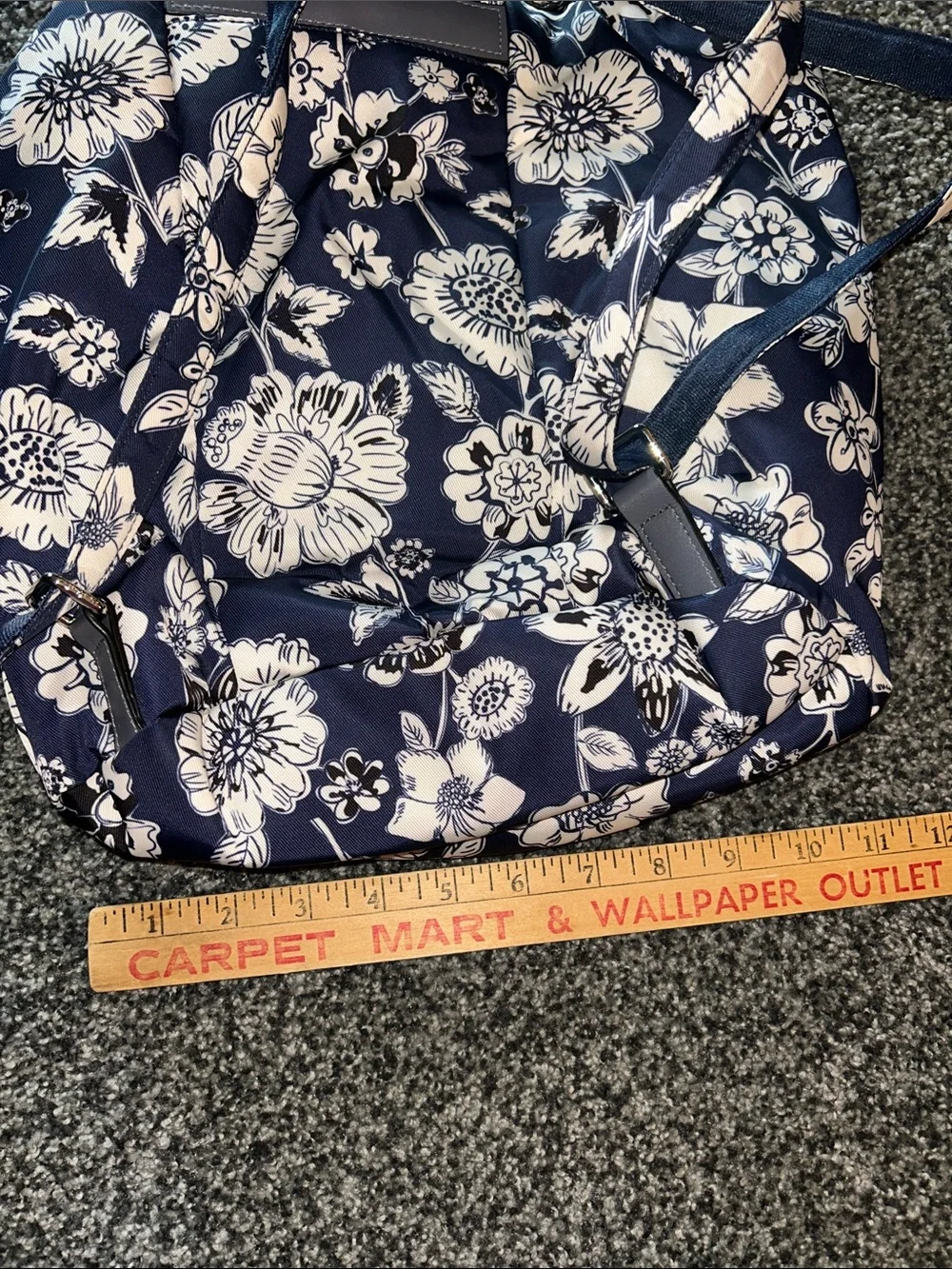 Vera Bradley Navy Floral Print Backpack with Drawstring